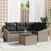 Conjunto de Sofá de Jardim 5 pcs Cinzeto Rattan Sintético