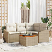 Conjunto de Sofá de Jardim 5 pcs Bege Rattan Sintético