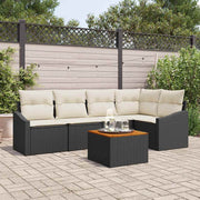 Conjunto de Sofá de Jardim 6 pcs Preto Rattan Sintético