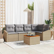 Conjunto de Sofá de Jardim 6 pcs Bege Rattan Sintético