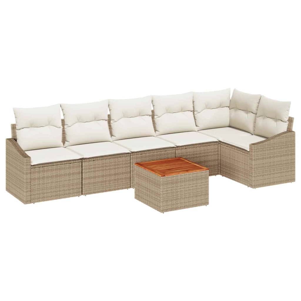 Conjunto de Sofá de Jardim 7 pcs Bege Rattan Sintético