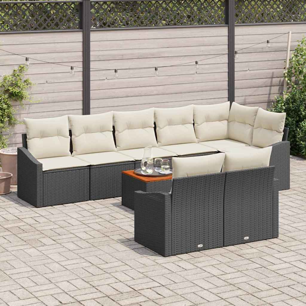 Conjunto de Sofá de Jardim 9 pcs Preto Rattan Sintético