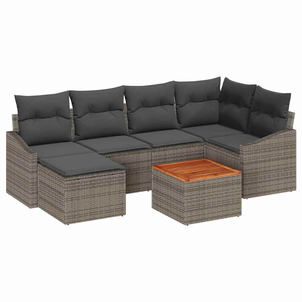 Conjunto de Sofá de Jardim 7 pcs Cinzeto Rattan Sintético