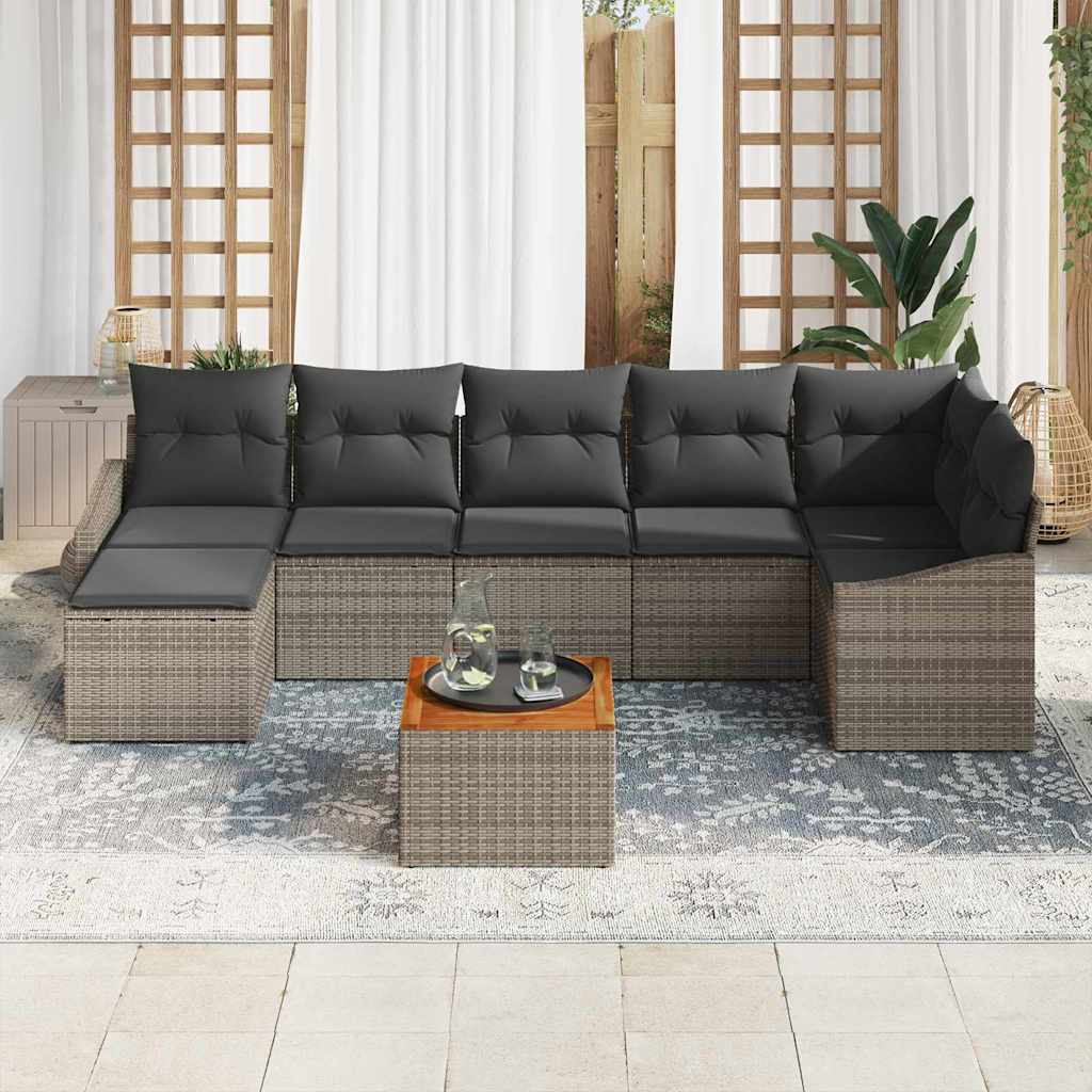 Conjunto de Sofá de Jardim 8 pcs Cinzeto Rattan Sintético