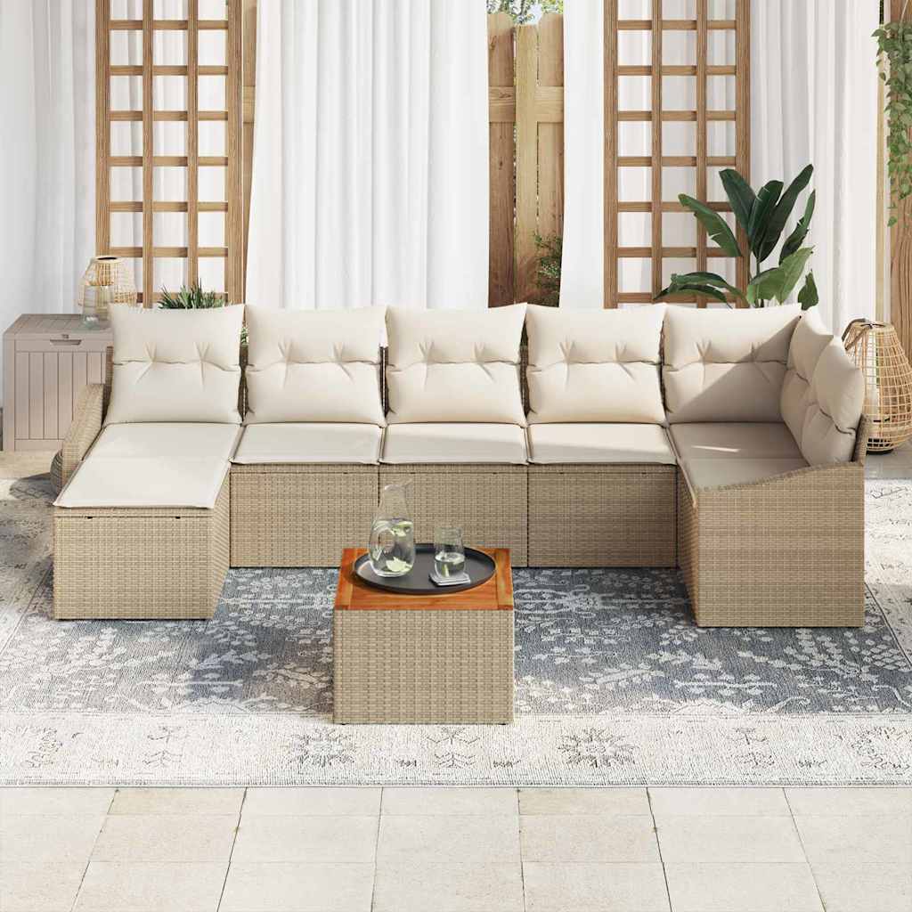 Conjunto de Sofá de Jardim 8 pcs Bege Rattan Sintético