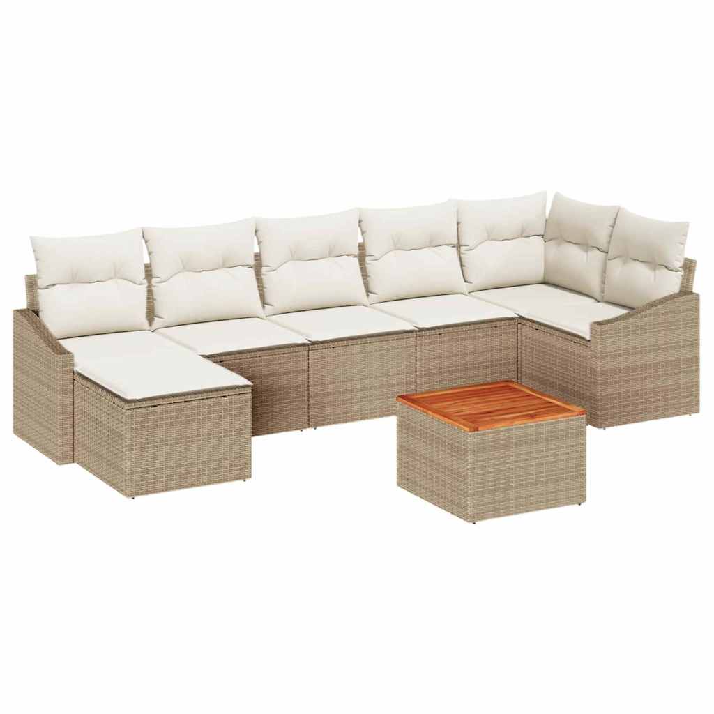 Conjunto de Sofá de Jardim 8 pcs Bege Rattan Sintético