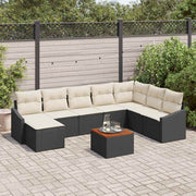 Conjunto de Sofá de Jardim 9 pcs Preto Rattan Sintético