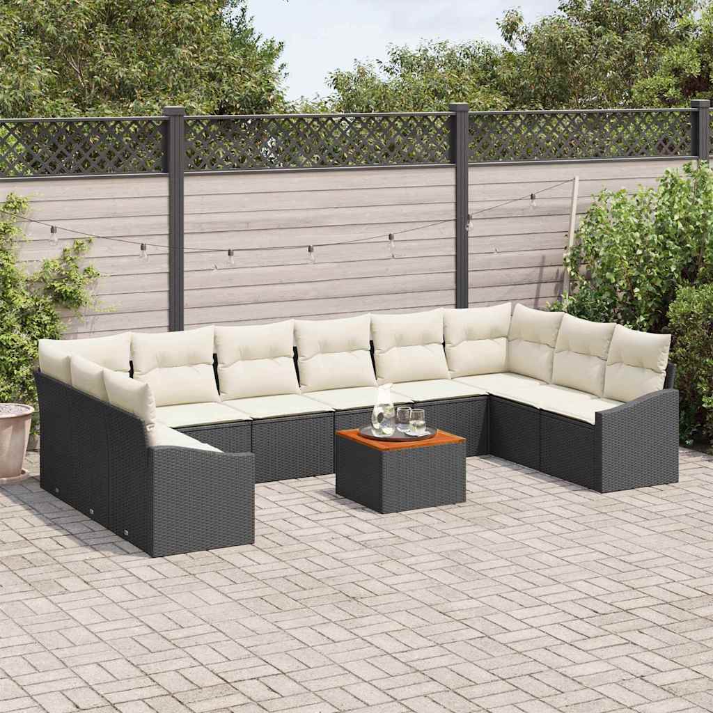 Conjunto de Sofá de Jardim 11 pcs Preto Rattan Sintético