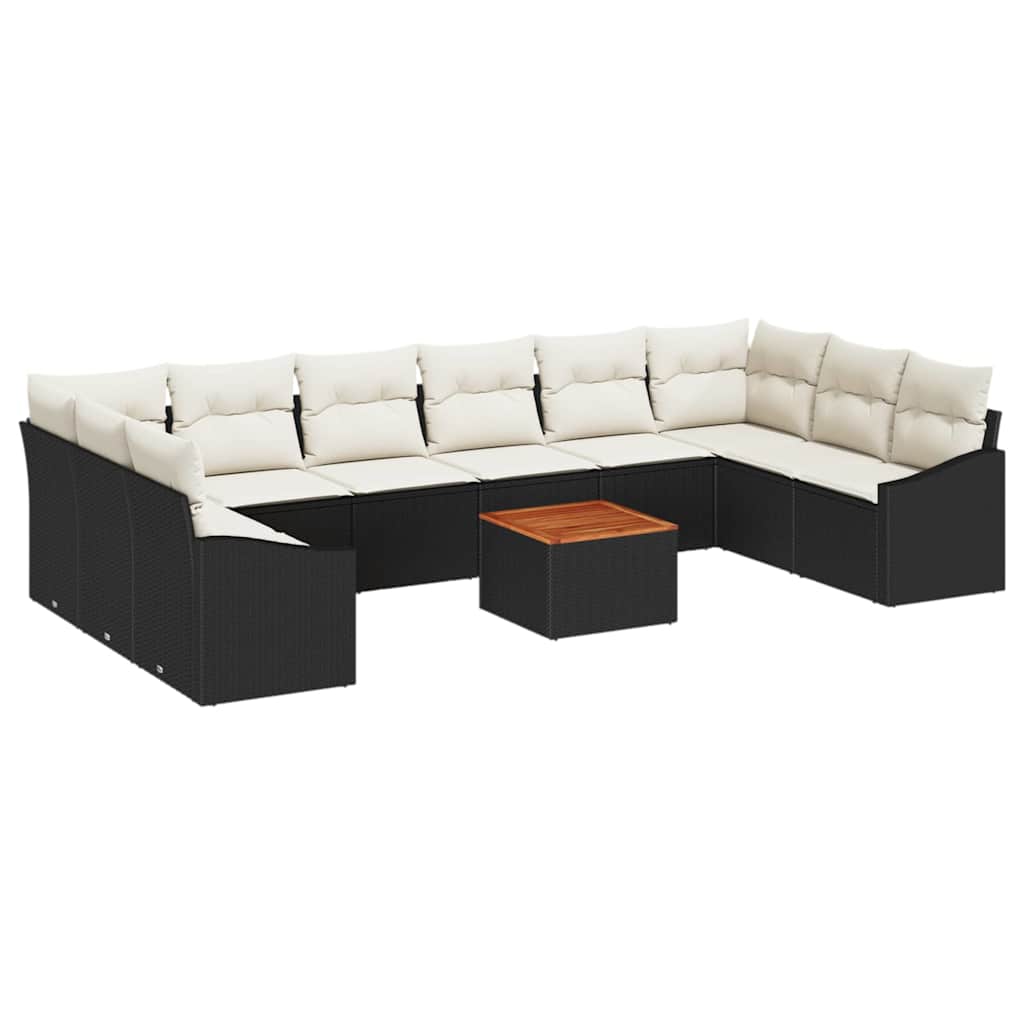 Conjunto de Sofá de Jardim 11 pcs Preto Rattan Sintético