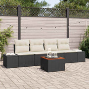 Conjunto de Sofá de Jardim 5 pcs Preto Rattan Sintético
