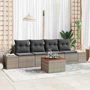 Conjunto de Sofá de Jardim 5 pcs Cinzeto Rattan Sintético