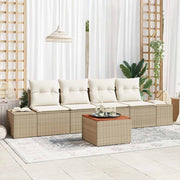 Conjunto de Sofá de Jardim 5 pcs Bege Rattan Sintético