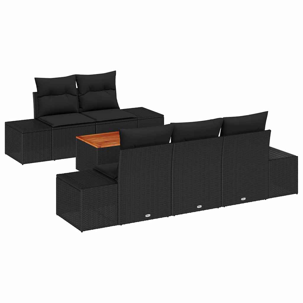 Conjunto de Sofá de Jardim 6 pcs Preto Rattan Sintético