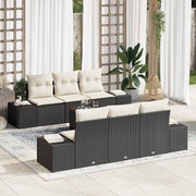 Conjunto de Sofá de Jardim 7 pcs Preto Rattan Sintético