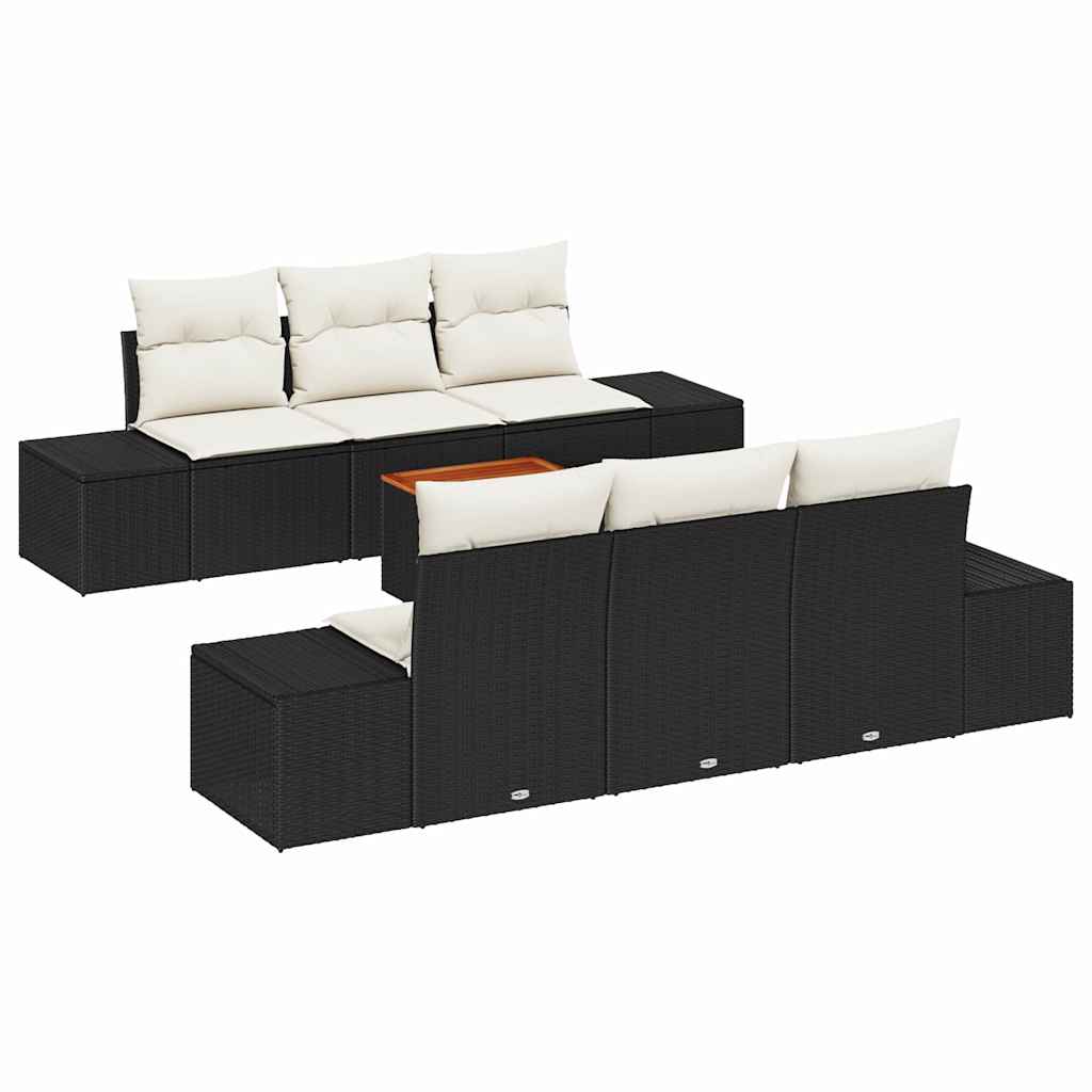 Conjunto de Sofá de Jardim 7 pcs Preto Rattan Sintético