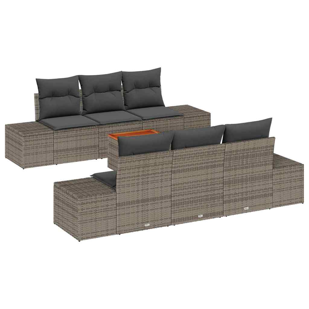 Conjunto de Sofá de Jardim 7 pcs Cinzeto Rattan Sintético