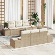 Conjunto de Sofá de Jardim 7 pcs Bege Rattan Sintético