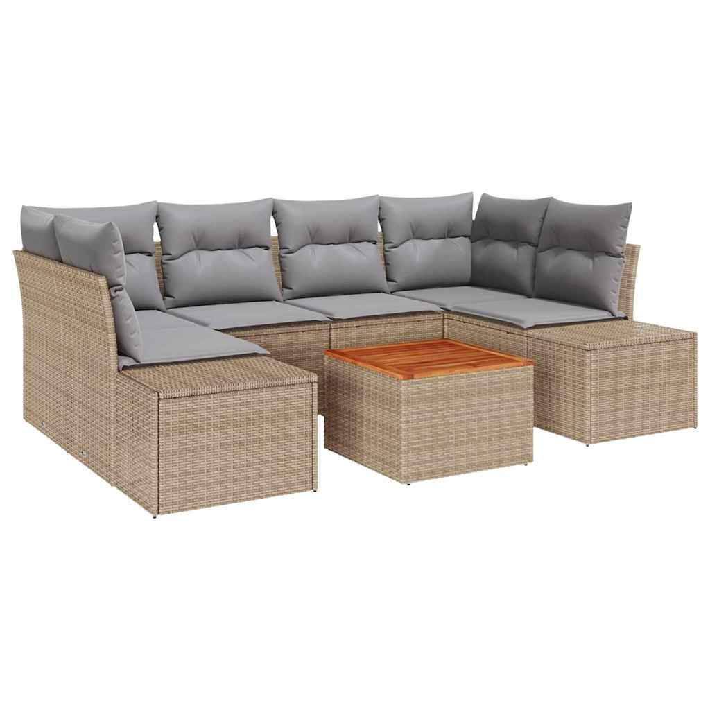 Conjunto de Sofá de Jardim 7 pcs Bege Rattan Sintético