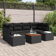 Conjunto de Sofá de Jardim 7 pcs Preto Rattan Sintético