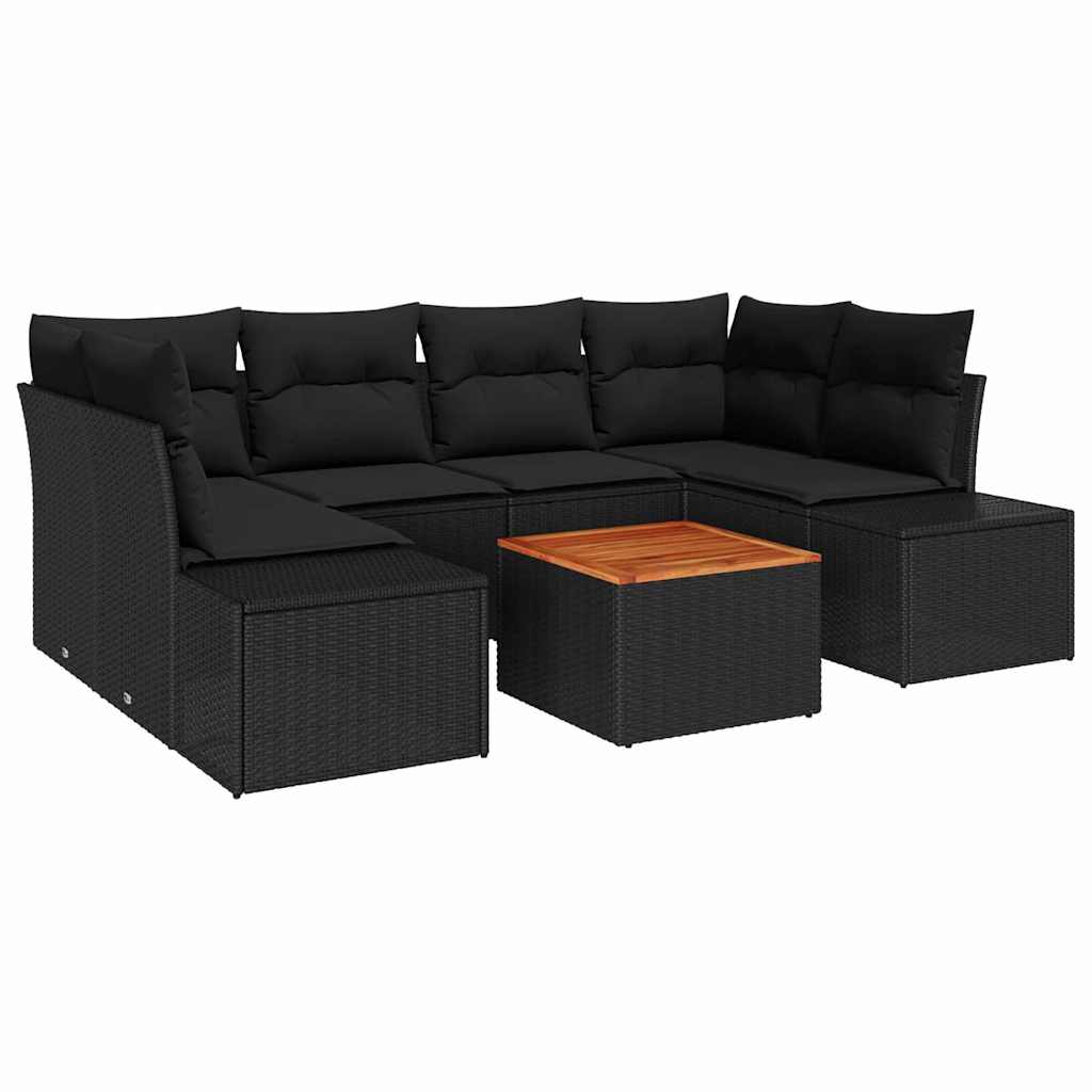 Conjunto de Sofá de Jardim 7 pcs Preto Rattan Sintético
