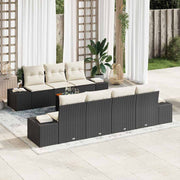 Conjunto de Sofá de Jardim 8 pcs Preto Rattan Sintético