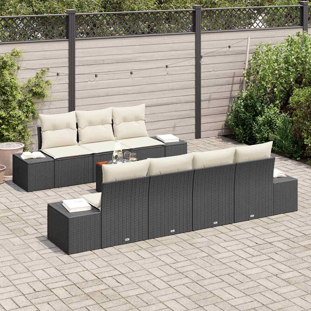 Conjunto de Sofá de Jardim 8 pcs Preto Rattan Sintético