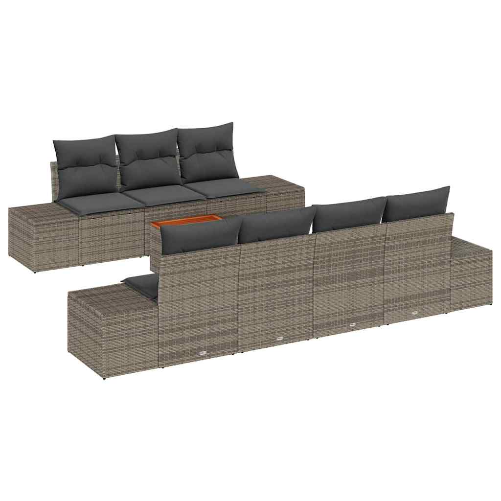 Conjunto de Sofá de Jardim 8 pcs Cinzeto Rattan Sintético