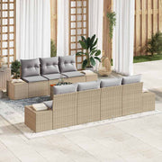 Conjunto de Sofá de Jardim 8 pcs Bege Rattan Sintético