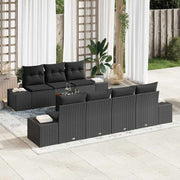 Conjunto de Sofá de Jardim 8 pcs Preto Rattan Sintético