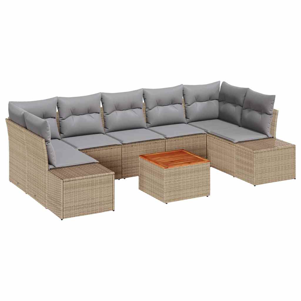 Conjunto de Sofá de Jardim 8 pcs Bege Rattan Sintético