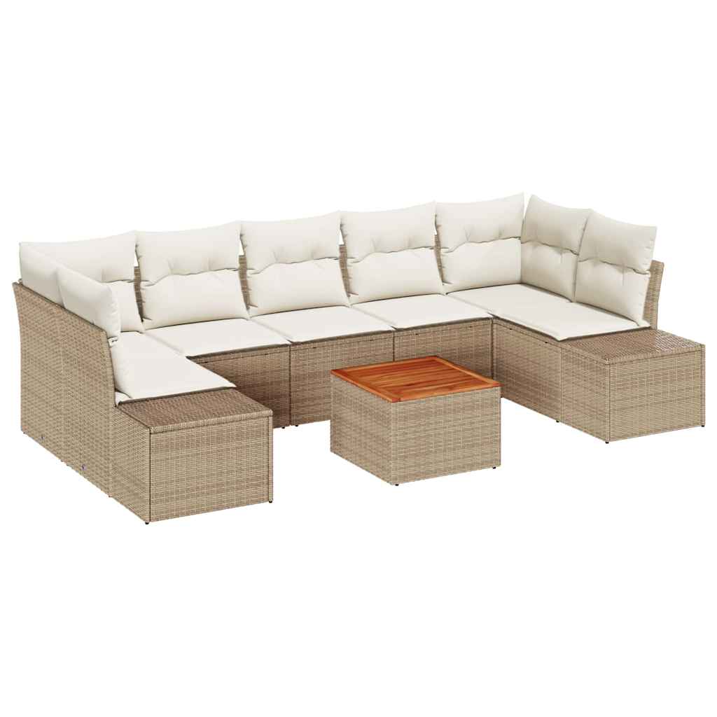 Conjunto de Sofá de Jardim 8 pcs Bege Rattan Sintético