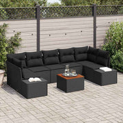 Conjunto de Sofá de Jardim 8 pcs Preto Rattan Sintético
