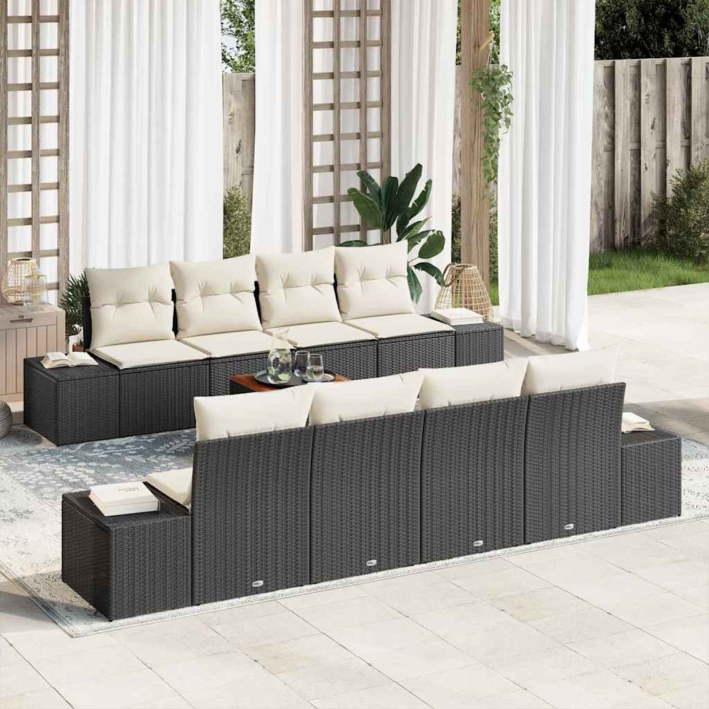Conjunto de Sofá de Jardim 9 pcs Preto Rattan Sintético
