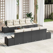 Conjunto de Sofá de Jardim 9 pcs Preto Rattan Sintético
