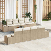Conjunto de Sofá de Jardim 9 pcs Bege Rattan Sintético