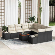 Conjunto de Sofá de Jardim 9 pcs Preto Rattan Sintético