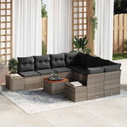 Conjunto de Sofá de Jardim 9 pcs Cinzeto Rattan Sintético