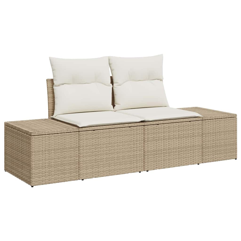 Conjunto de Sofá de Jardim 9 pcs Bege Rattan Sintético