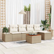 Conjunto de Sofá de Jardim 6 pcs Bege Rattan Sintético
