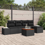 Conjunto de Sofá de Jardim 6 pcs Preto Rattan Sintético