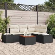Conjunto de Sofá de Jardim 5 pcs Preto Rattan Sintético
