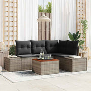 Conjunto de Sofá de Jardim 5 pcs Cinzeto Rattan Sintético