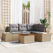 Conjunto de Sofá de Jardim 5 pcs Bege Rattan Sintético