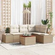 Conjunto de Sofá de Jardim 5 pcs Bege Rattan Sintético