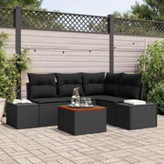 Conjunto de Sofá de Jardim 5 pcs Preto Rattan Sintético