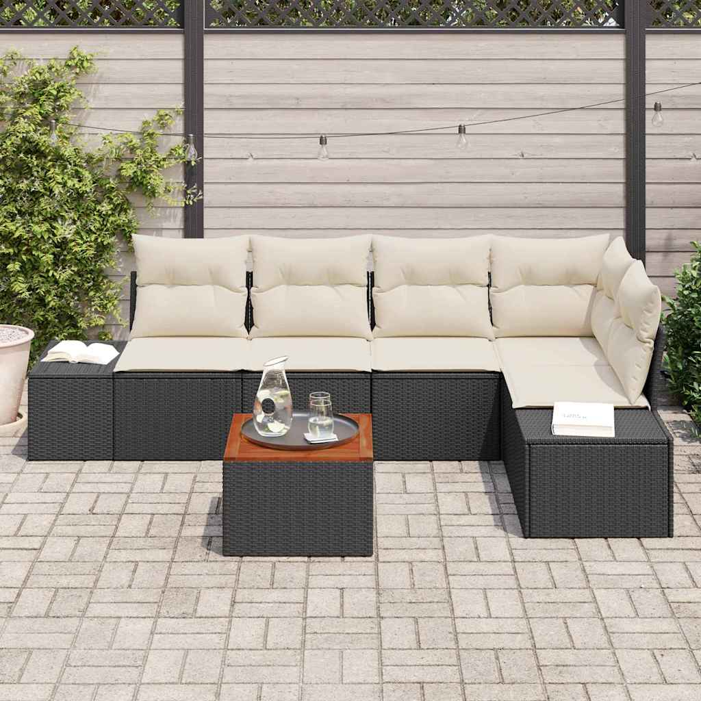 Conjunto de Sofá de Jardim 6 pcs Preto Rattan Sintético