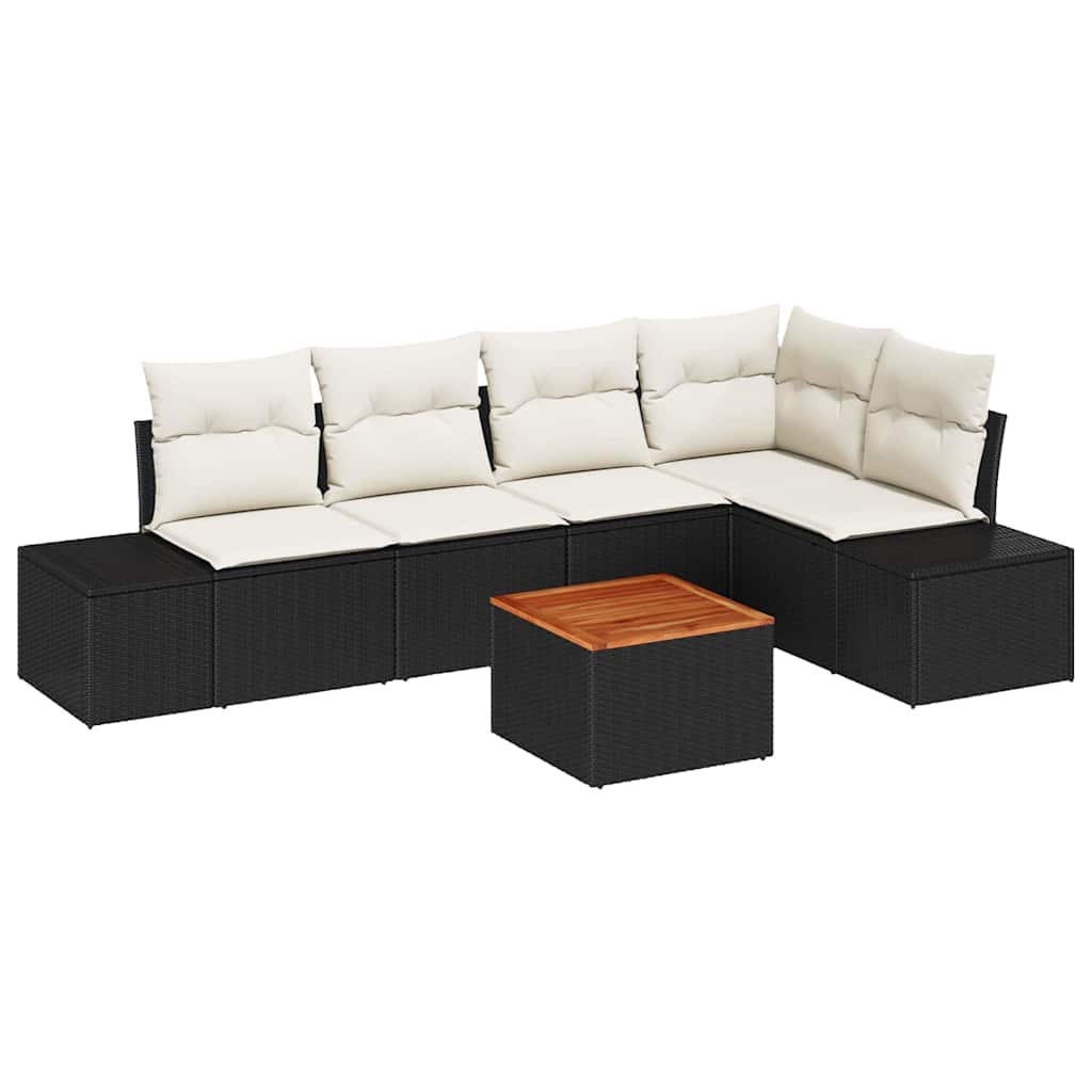 Conjunto de Sofá de Jardim 6 pcs Preto Rattan Sintético