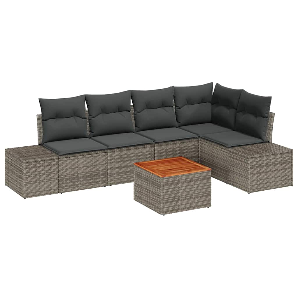 Conjunto de Sofá de Jardim 6 pcs Cinzeto Rattan Sintético