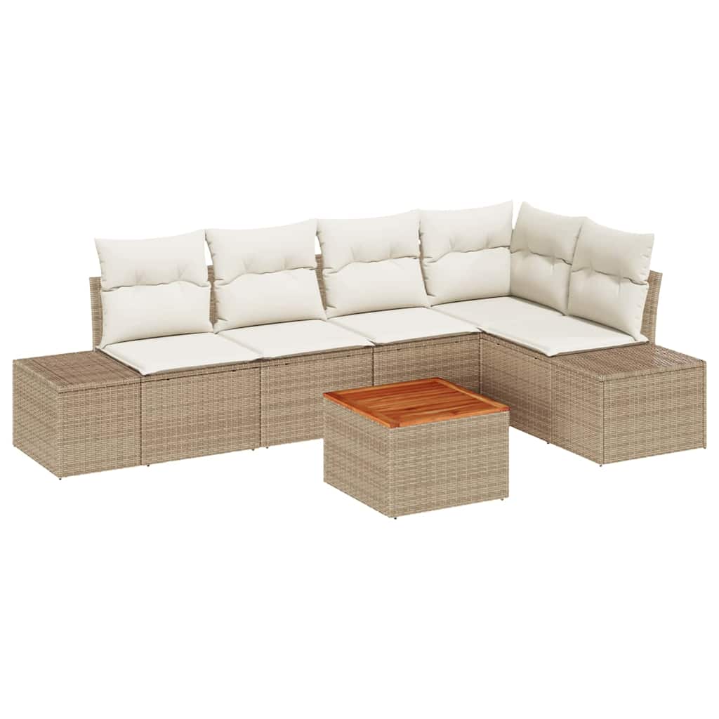 Conjunto de Sofá de Jardim 6 pcs Bege Rattan Sintético