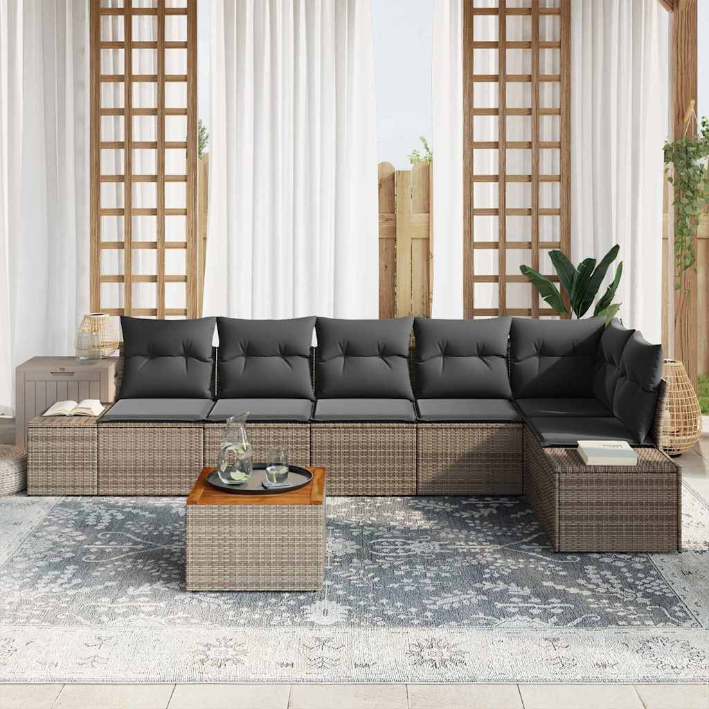 Conjunto de Sofá de Jardim 7 pcs Cinzeto Rattan Sintético